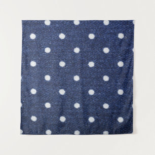 Tenture Timbre de pois : texture en tissu denim.