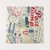 Tenture Timbres de poste rétro, collection vintage. (Devant (Horizontal))