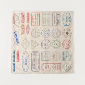 Tenture timbres-poste vintages vintages de pays  (Devant (Horizontal))