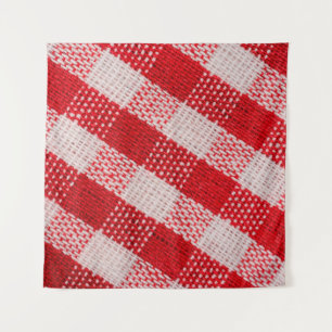 Tenture Tissu à carreaux rouges motif de nappe texture ba