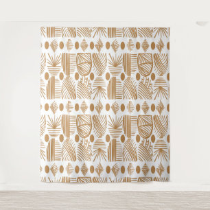 Tenture Tissu de la tribu des Caraïbes : blanc, or