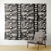Tenture Tissu de moisissure tribale des Caraïbes : noir, b (En situation (horizontale))