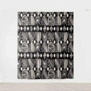 Tenture Tissu de moisissure tribale des Caraïbes : noir, b