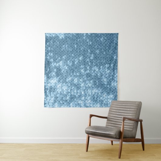Tenture Tissu de séquence : Séquin bleu ciel. (En situation (horizontale))