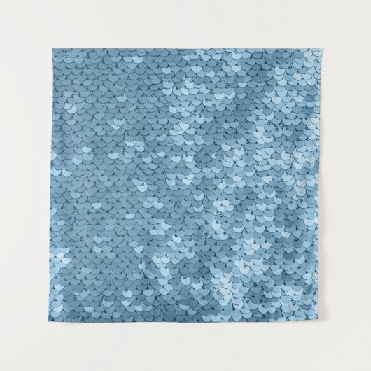 Tenture Tissu de séquence : Séquin bleu ciel. (Devant)
