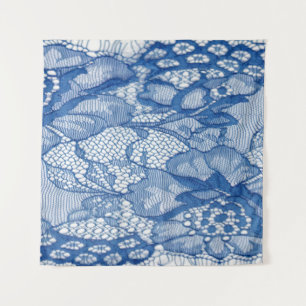 Tenture Tissu dentelle bleue, modèle tulle africain.