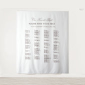 Tenture Tissu pour plan de table de mariage blanc et marro (Devant)
