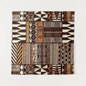 Tenture Tissu tribal africain patchwork abstrait vin (Devant (Horizontal))