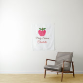 Tenture Titre de douche de bébé à l'aquarelle rouge pomme (En situation)