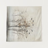 Tenture Toile Abstraite Arbres et Oiseaux (Devant (Horizontal))