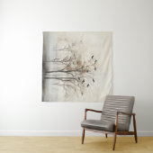 Tenture Toile Abstraite Arbres et Oiseaux (En situation (horizontale))