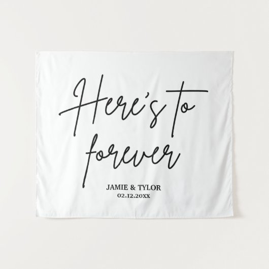 Tenture Toile de fond de mariage personnalisée 'Here's To  (Devant (Horizontal))