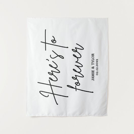 Tenture Toile de fond de mariage personnalisée 'Here's To  (Devant)