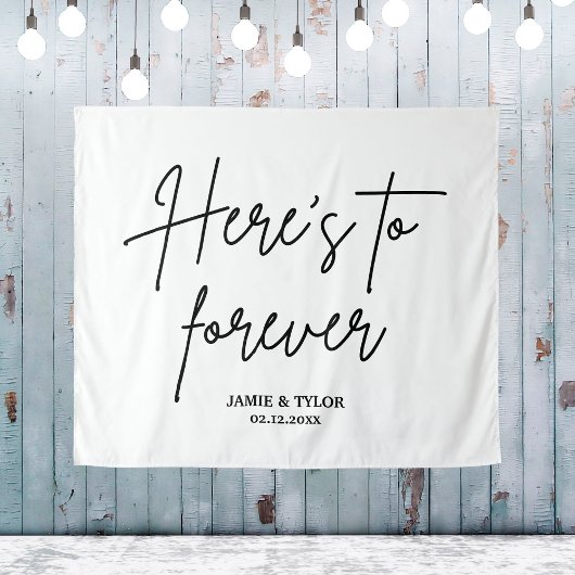 Tenture Toile de fond de mariage personnalisée 'Voici pour