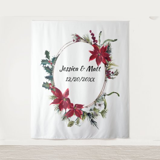 Tenture Toile de fond de photobooth de mariage de Noël en (Devant)