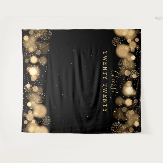 Tenture Toile de fond Nouvel An Or Hiver Enchanté (Devant (Horizontal))