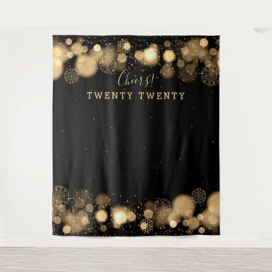 Tenture Toile de fond Nouvel An Or Hiver Enchanté (Devant)