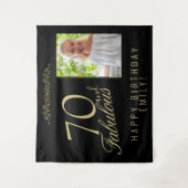 Tenture Toile de fond photo noir pour anniversaire 70 ans  (Devant)