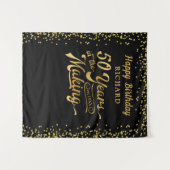 Tenture Toile de fond pour 50e anniversaire noir et or con (Devant (Horizontal))