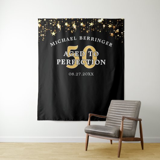 Tenture Toile de fond pour 50e anniversaire VIEILLI À POIN (En situation)