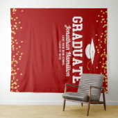 Tenture Toile de fond pour fête de graduation rouge et or (En situation (horizontale))