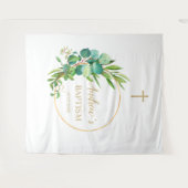 Tenture Toile de fond pour garçon de baptême - feuillage d (Devant (Horizontal))