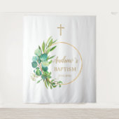 Tenture Toile de fond pour garçon de baptême - feuillage d (Devant)