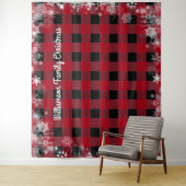 Tenture Toile de fond Rustique de Noël à carreaux rouges e (En situation)