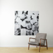Tenture Toile peinte en noir blanc, abstraite. (En situation)