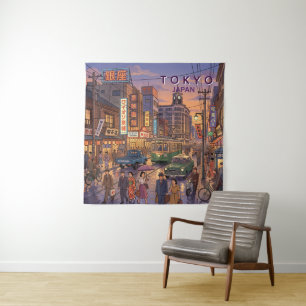 Tenture Tokyo Japon Voyage Art Vintage