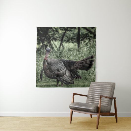 Tenture Tom Turkey Sage Green B&W (En situation)