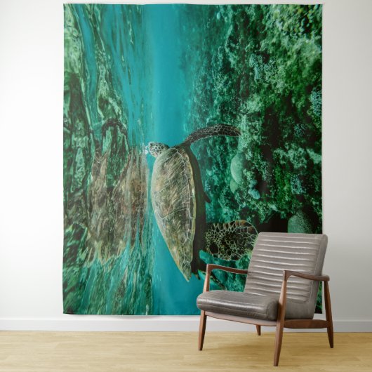 Tenture Tortue bleue (En situation)