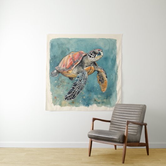 Tenture Tortue de mer (En situation)