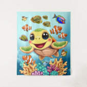 Tenture Tortue de mer Bébé heureux et mignonne personnage (Devant)