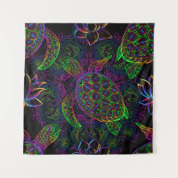 Tortue de mer Boho : Motif psychédélique mandala