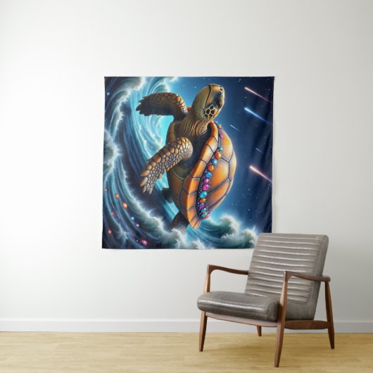 Tenture Tortue de mer galactique (En situation (horizontale))