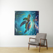 Tenture Tortue de mer galactique (En situation (horizontale))