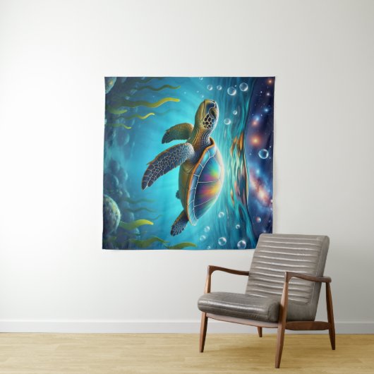 Tenture Tortue de mer galactique (En situation (horizontale))