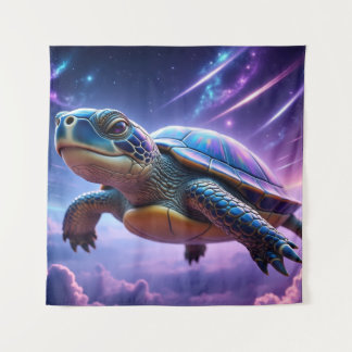 Tenture Tortue de mer galactique violette