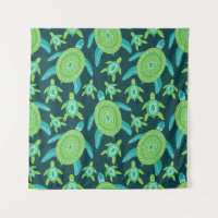 Tortues ornementales vertes : motif vintage.