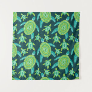 Tenture Tortues ornementales vertes : motif vintage.