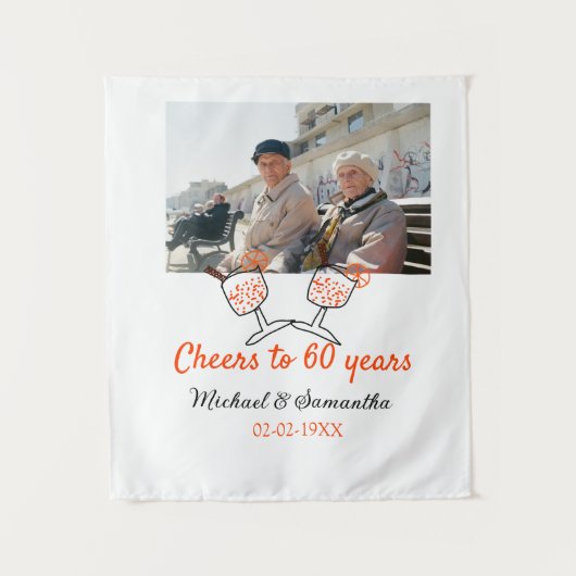 Tenture Tostes orange pour les 60 ans de mariage (Devant)