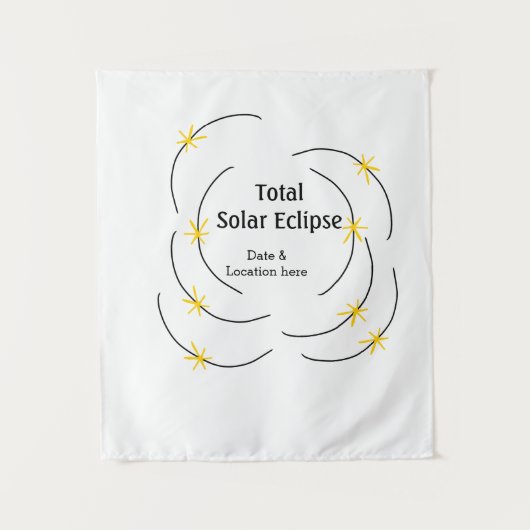 Tenture Total éclipse solaire ajouter la date emplacement (Devant)