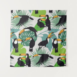 Tenture Toucan Bird : Palm Feuille Motif