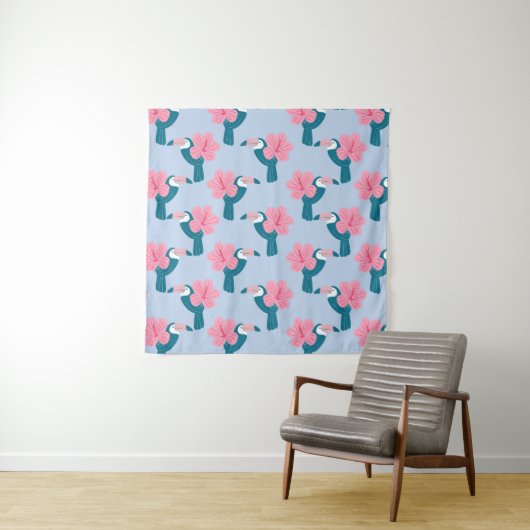 Tenture Toucan et hibiscus (En situation)