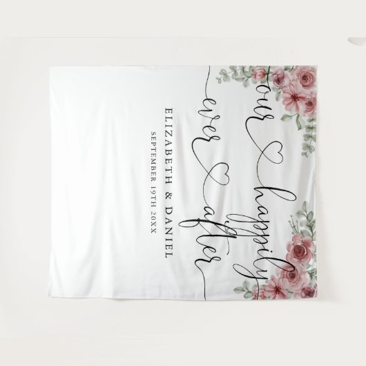 Tenture Toujours après Script Rose Mariage photo fond (Devant (Horizontal))