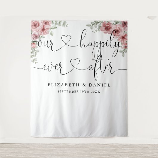 Tenture Toujours après Script Rose Mariage photo fond (Devant)