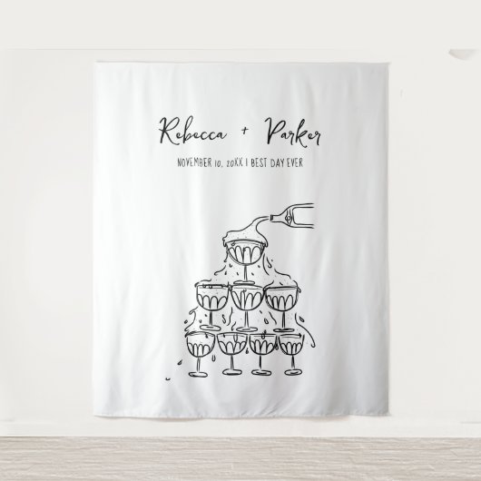 Tenture Tour de champagne dessinée à la main Backdrop Cabi (Devant)