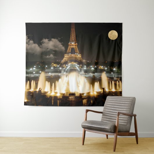 Tenture Tour Eiffel la nuit. (En situation (horizontale))