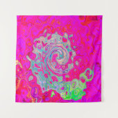 Tenture Tourbillon Abstrait Bleu Sarcelle et Rouge (Devant)